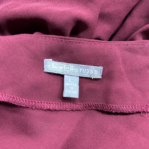 Charlotte Russe Maroon Lace-Up Blouse - Picture 4 of 6